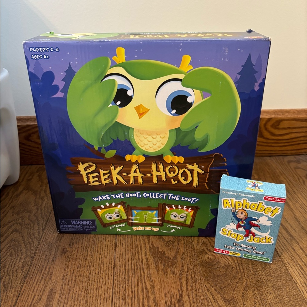 Kids game bundle- peek a hoot and alphabet slap jack